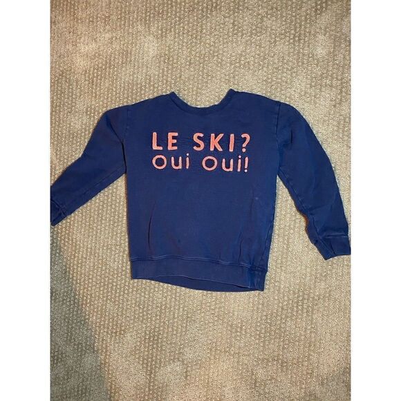 J Crew Sweatshirt Pullover Womens Medium Navy Blue Le Ski Oui Oui French Terry - Picture 1 of 8